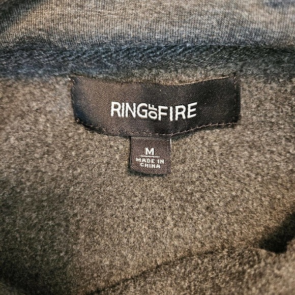 Ring Of Fire Shirt Mens Medium Pullover Hoodie Charcoal Gray Black Graphics - Picture 6 of 8